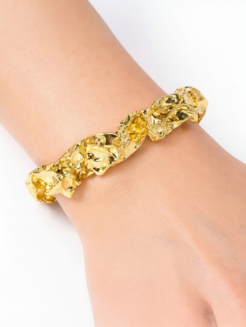 Amber Sceats Emery 24k Gold Plated Sculptural Cuff Bracelet Adjustable NWT